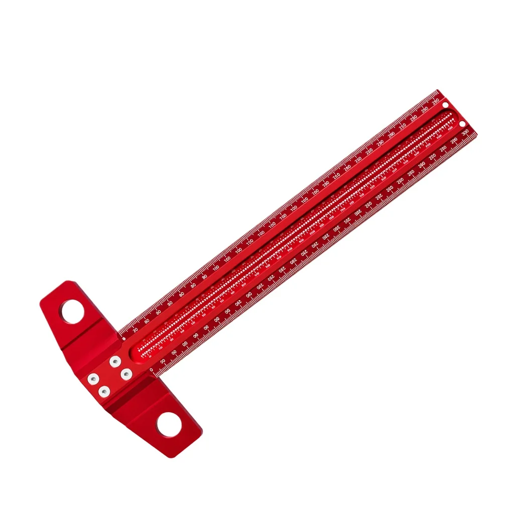 T-Type Woodworking Line Drawing Ruler 90 Degree Straight Angle Marking Multi-Functional Hole Ruler