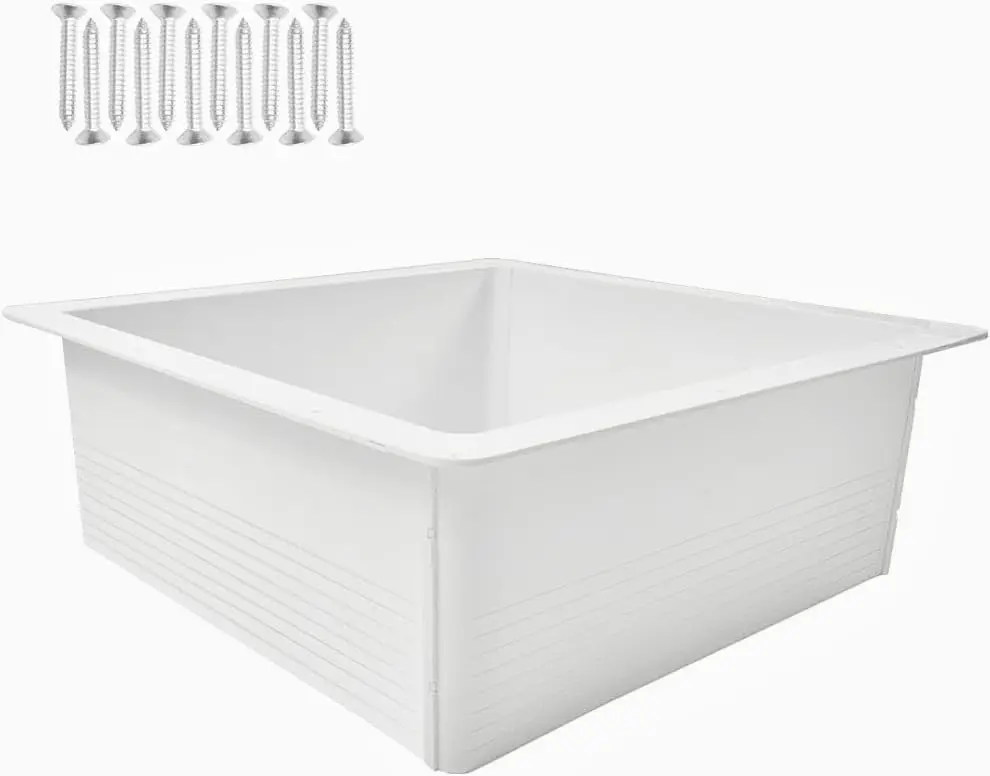 

RV Vent Fan Trim Ring 14"x14" Dark Wood Grain for Camper Roof Vents - White