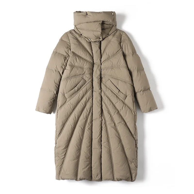 Luxury High-quality Slim Quilted Down Jacket Women Winter Warm Puffer Jacket Long Sleeves Hooded Windproof Coats Design Clothing