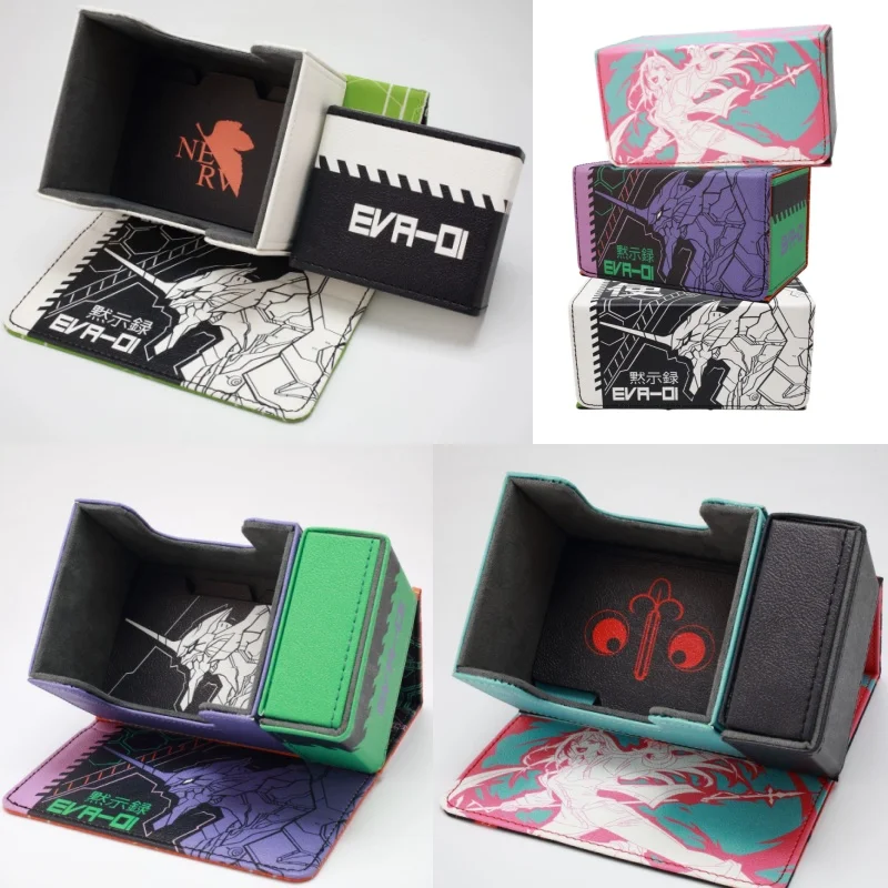 Large Capacity Power&EVA Evangelion Unit-01 Deck Box Magnetic Leather Card Box Damage Indicator Dice Game Card Storage Box Set