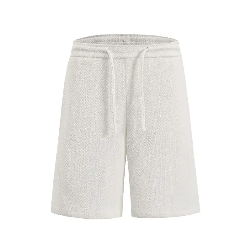 Men's Knitted Shorts Summer Sport Side Cut Retro Five-Point Pants American Style Casual Straight Leg Polyester Fiber Shorts