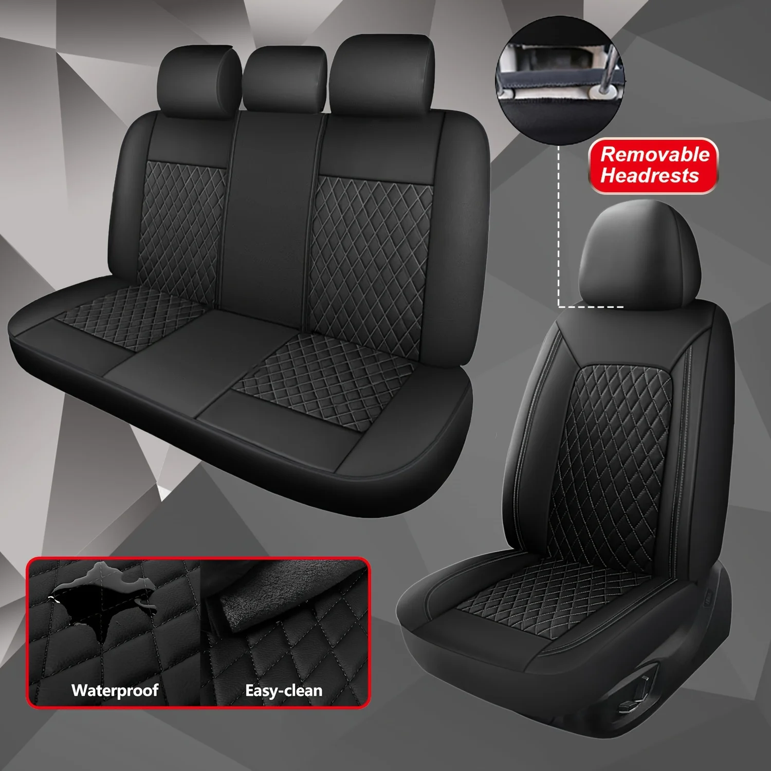 Neuer Einzeiliger Diamantgitter-PU-Leder-Autositzbezug, universell für den Fahrersitz – Detail 8