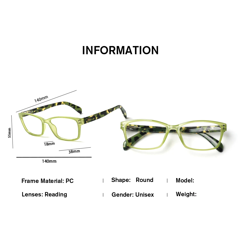 CLASAGA Men Women Reading Glasses Rectangular Frame HD Anti Blue Light Lenses Spring Hinge Presbyopic Glasses Diopter +0~+6.0