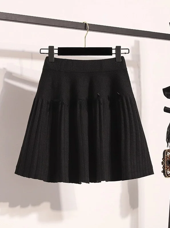 

Юбка-карандаш с высокой талией для женщин, осенне-зимняя, больших размеров, скрывающая живот, плиссированная, А-силуэт, в корейском стиле, повседневная