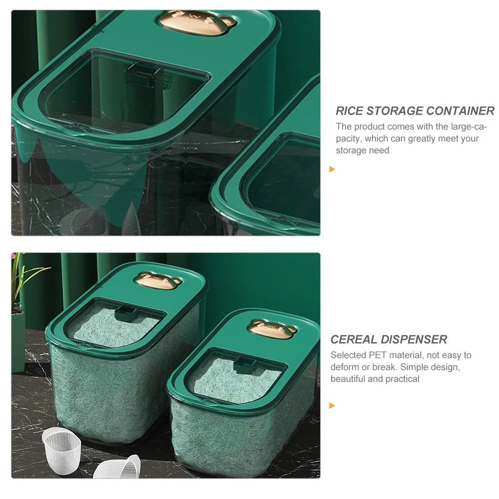 

Plastic Rice Container Transparent Cereal Dispenser Large Capacity Flour Bucket Pet Material Sealed Grain Storage Container