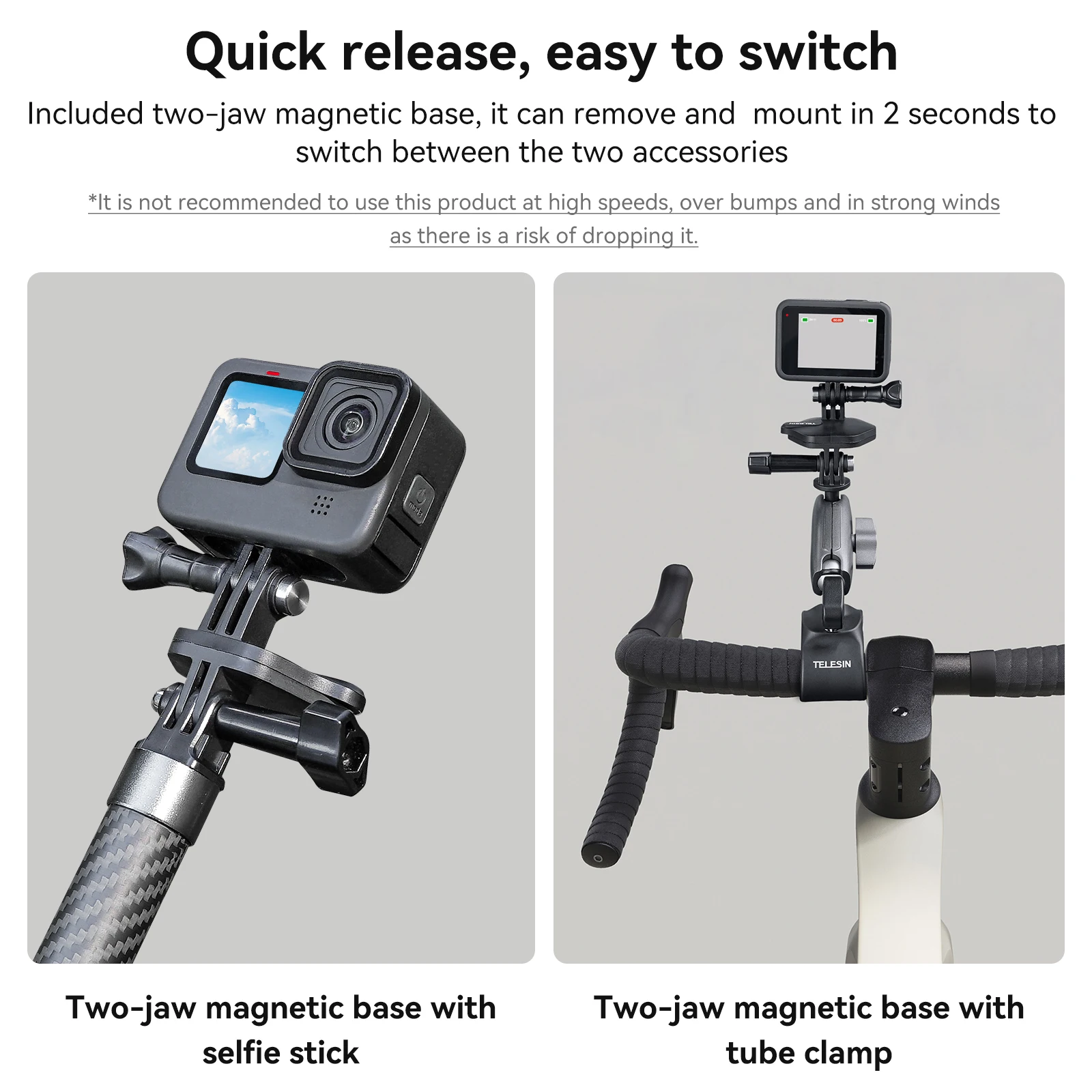 TELESIN Magnetic Action Camera Quick Release Bracket Gopro Accessories Release Bracket for GoPro Hero Insta 360 DJI Mobile Phone