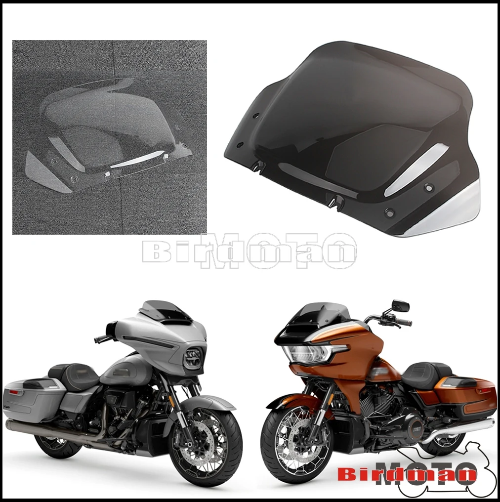 Motorcycle Front Upper Fairing Windshield Windscreen Wind Air Deflector For Harley Road Glide CVO 2023-2024 Moto Parts Accessory