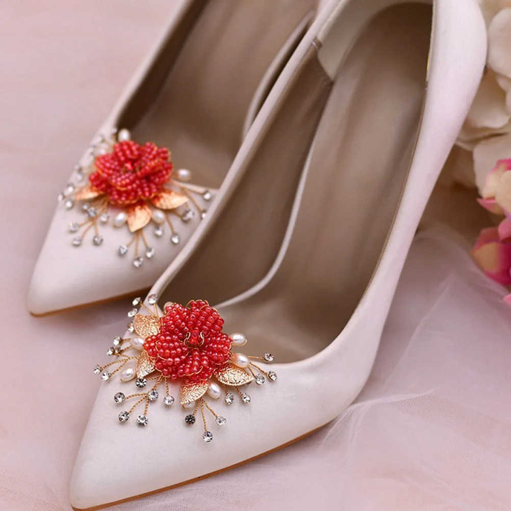 

2 Pcs Shoe Clips and Floral Accessories Shoes Jewelry Decoration Alloy Bridal Buckles Wedding