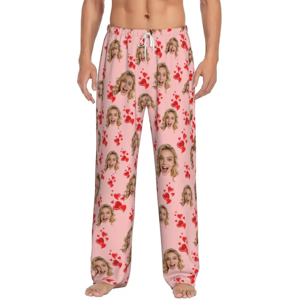 Personalized Facial Photo Customized Sleeping Pants Long Sleeved Warm Pajamas for Men And Women Fun Christmas Gift