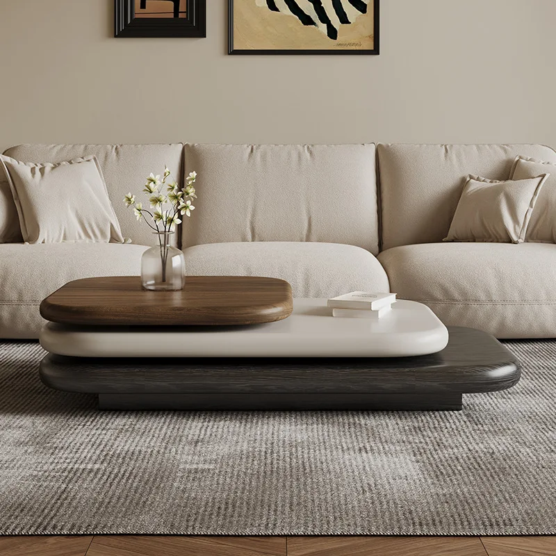 طاولة قهوة قابلة للدوران لغرفة المعيشة، مجموعة طاولة قهوة جديدة فاخرة ذات إحساس عالٍ ومصممة إبداعية متعددة الأشكال