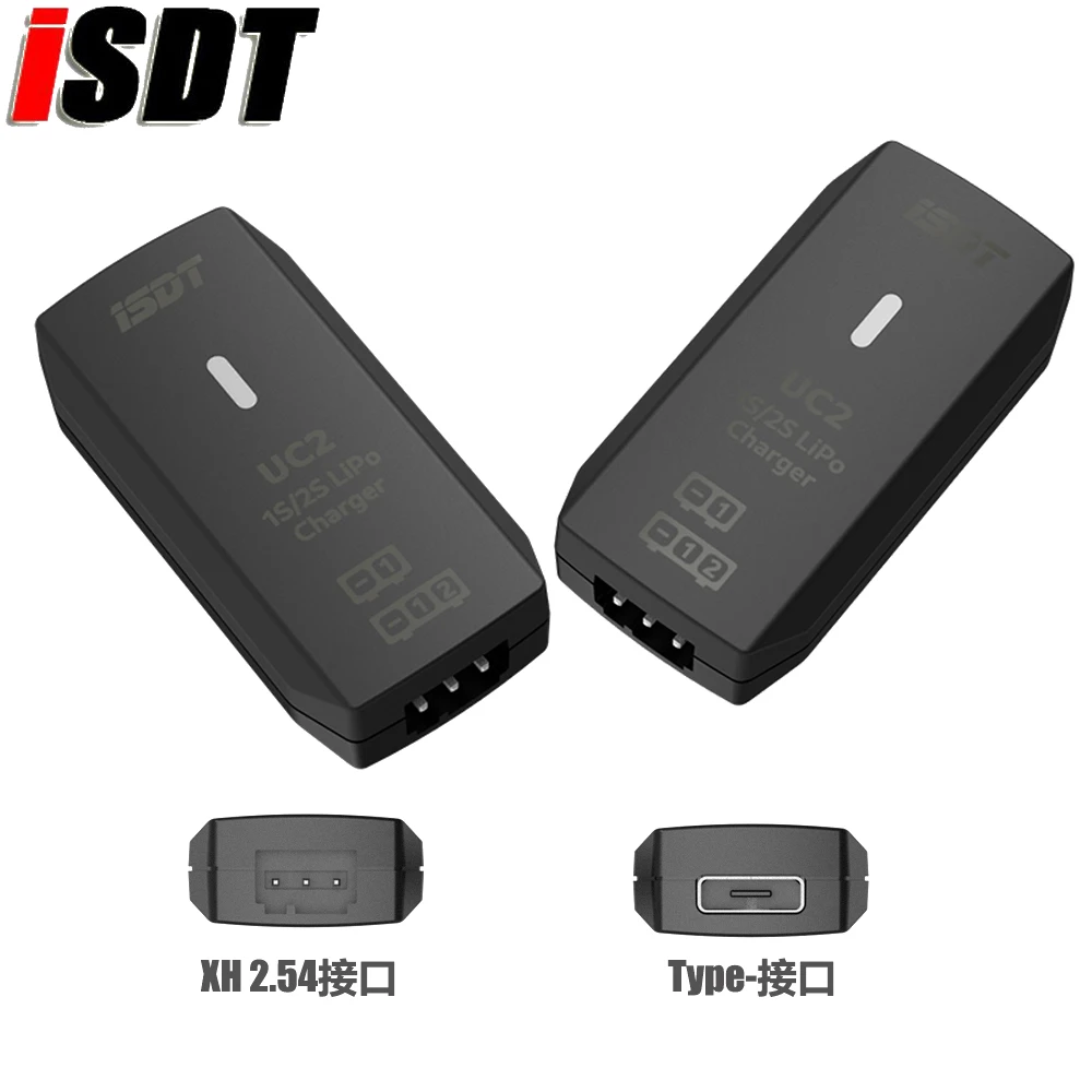 ISDT UC2 1S/2S LiPo Smart Battery Balance Charger USB Type-C Input Port XH2.54 Balance Port Direct Charger