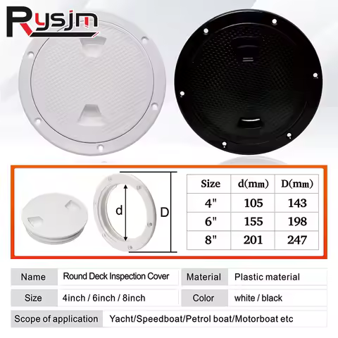 ABS Round Hatch Cover White 4" 6" 8" Deck Plate Non Slip Screw Out Deck Inspection Plate for Marine RV yacht Boat Accessories