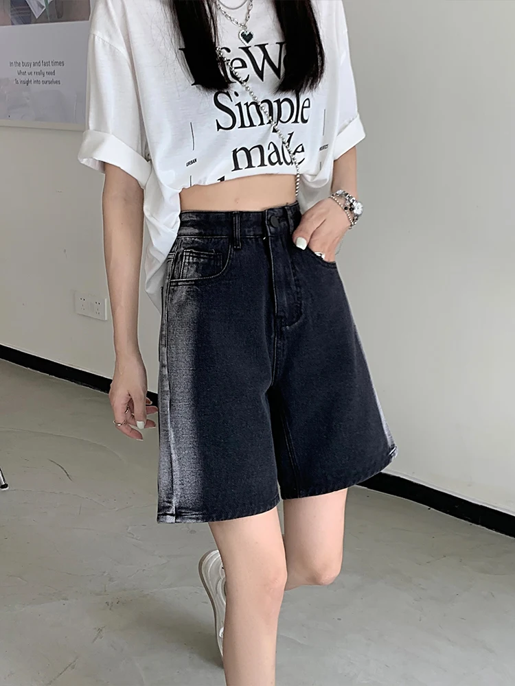 

Ретро джинсовые шорты для женщин: летние, тонкие, с высокой талией, утягивающие, широкие, больших размеров, прямого кроя, длиной до колена