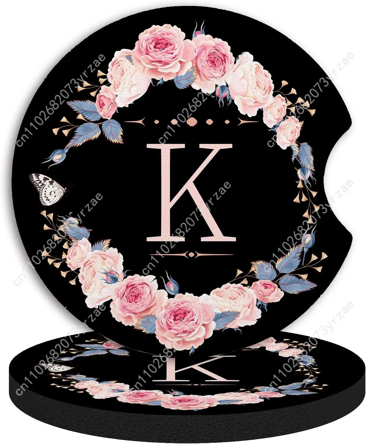 

Letter K Car Coasters 2pcs Absorbent Anti Slip Car Coasters Scalding Waterproof Easy Clean Car Interior Accessories