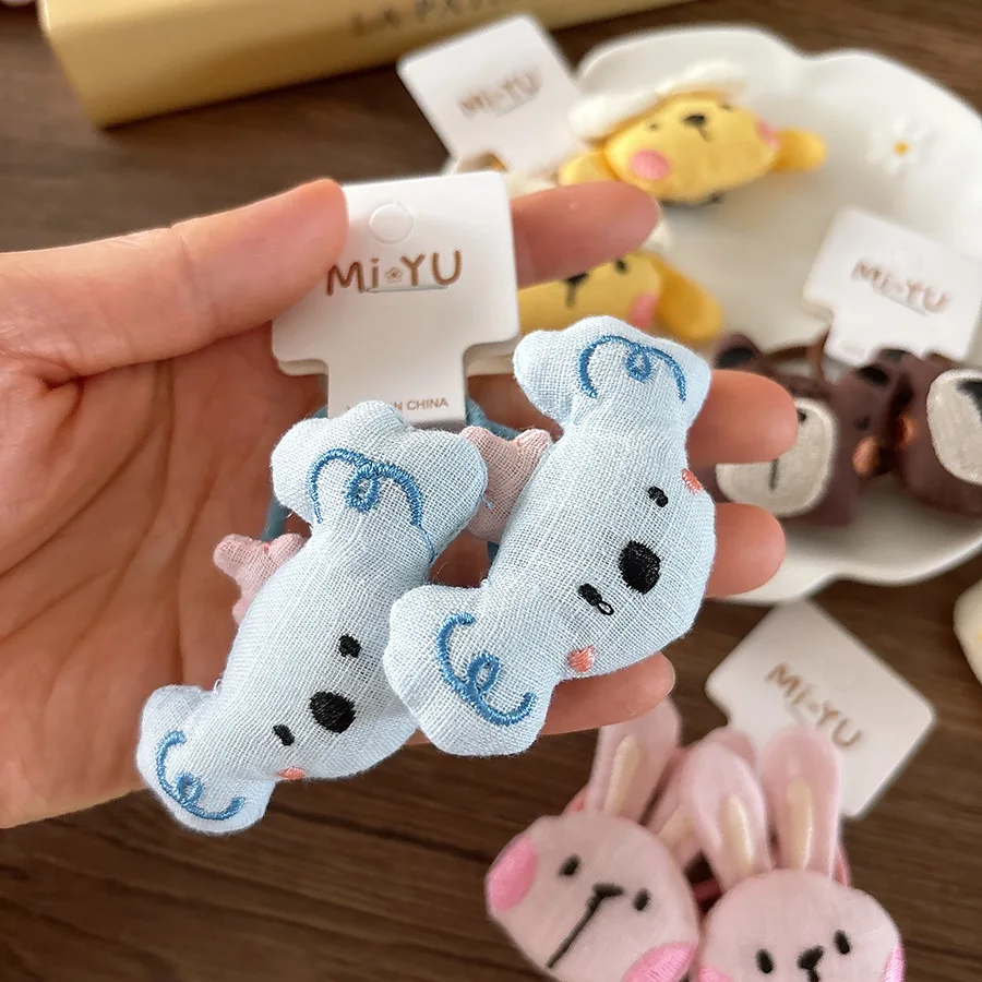 Cute cartoon three-dimensional cotton-filled embroidery bunny hair rope girl tie hair rubber band children duckling hair band