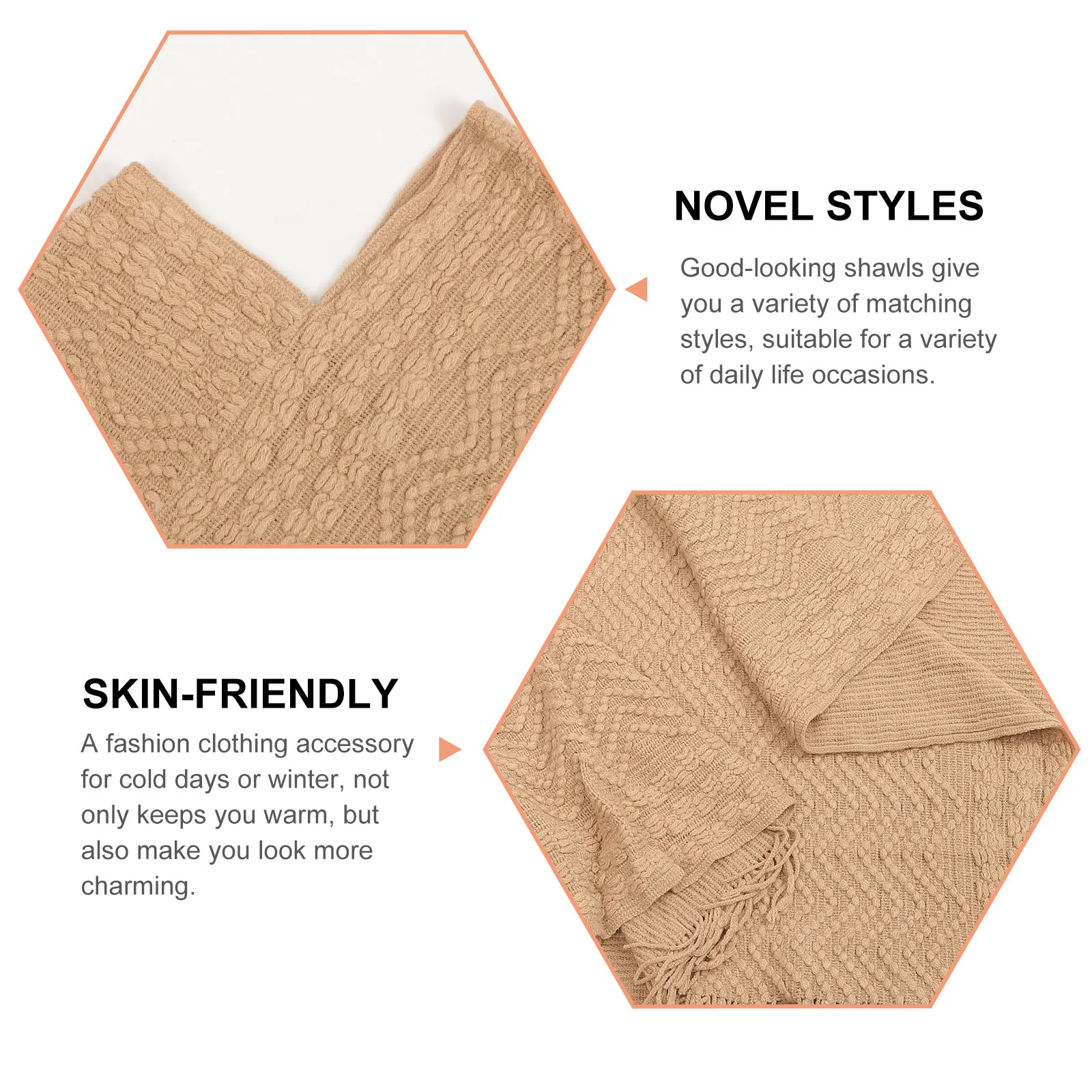 

Winter Shawl Women Poncho Cape Sweater Large Wrap Blanket Scarf Warm Practical Durable Use Simple Design Comfort Convenience