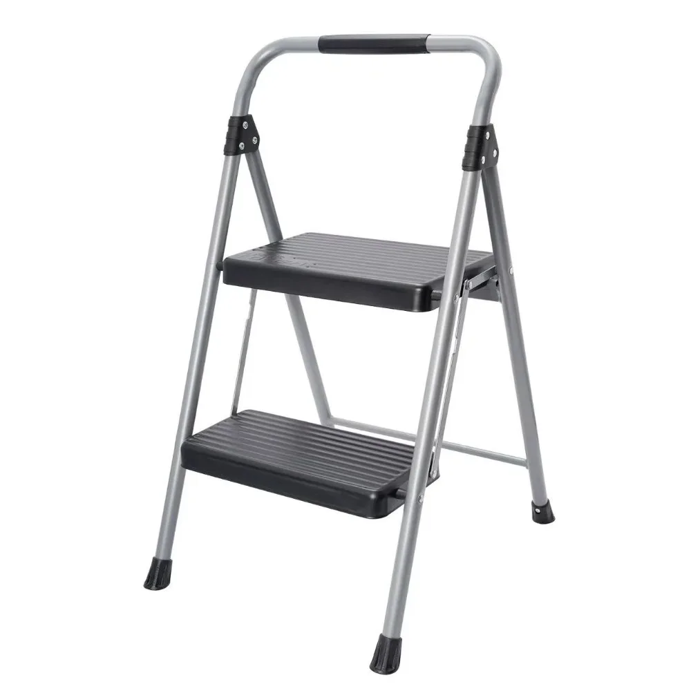 

Gray & Black 2-Step Steel Large Platform & Foldable Step Stool – Holds up to 225 Pounds