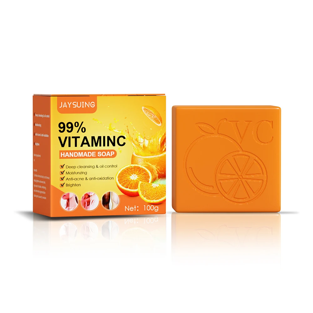 Vitamin C Soap Bar Organic Fruit Extract Whitening Cleaning Brighten Moisturizing Skin Face Anti Acne Anti Oxidation 100g