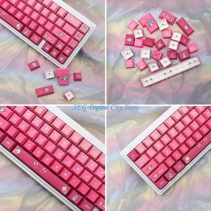u75b سميكة PBT Dye-Sub Keycaps 136 Keys Keycap Pink لـ 61/68/75/84/980 #5