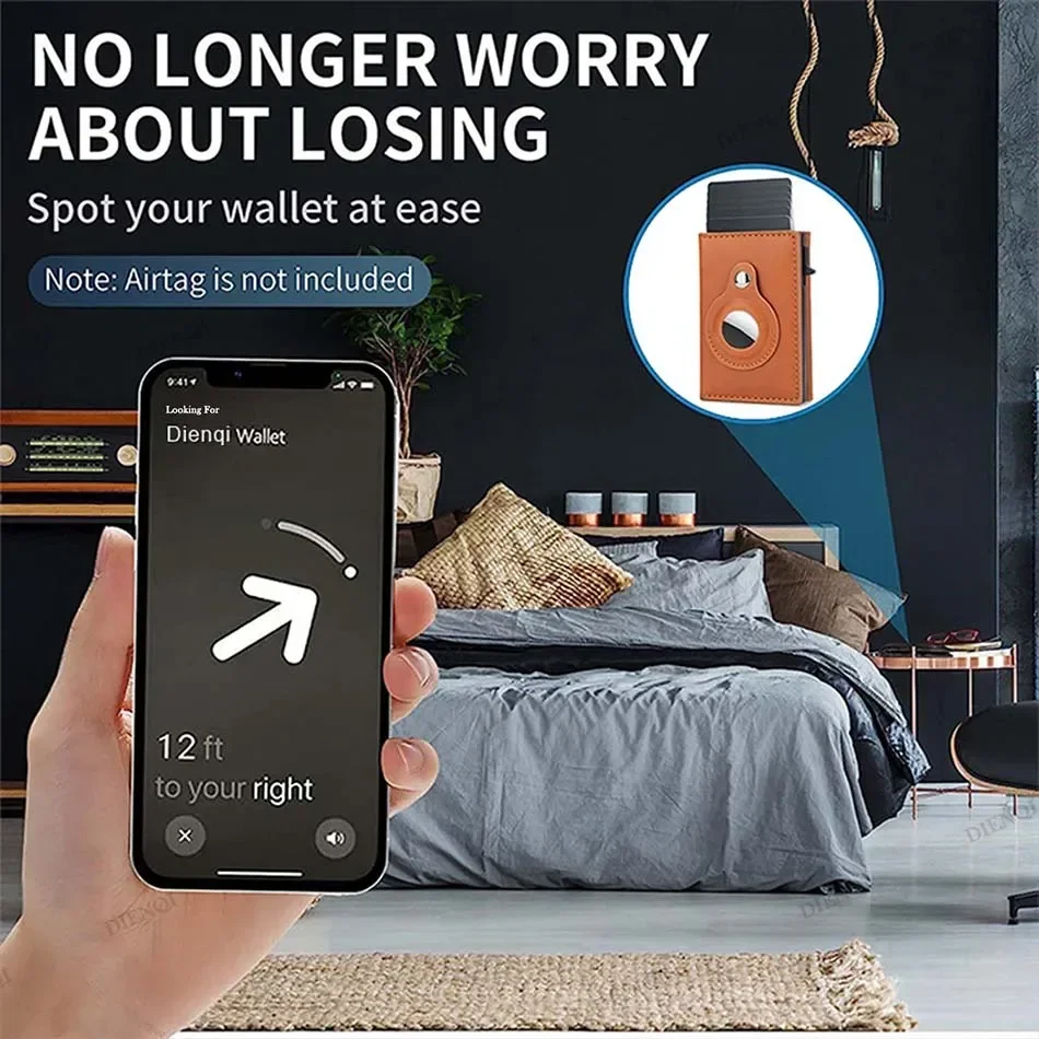 Anti-Verlust AirTag Geldbörse für Herren, RFID-Kartenhalter, Pop-Up Carbonfaser-ID-Bank-Kreditkartenhalter, Geldtasche, Fronttasche, schlanke Geldbörsen – Detail 3