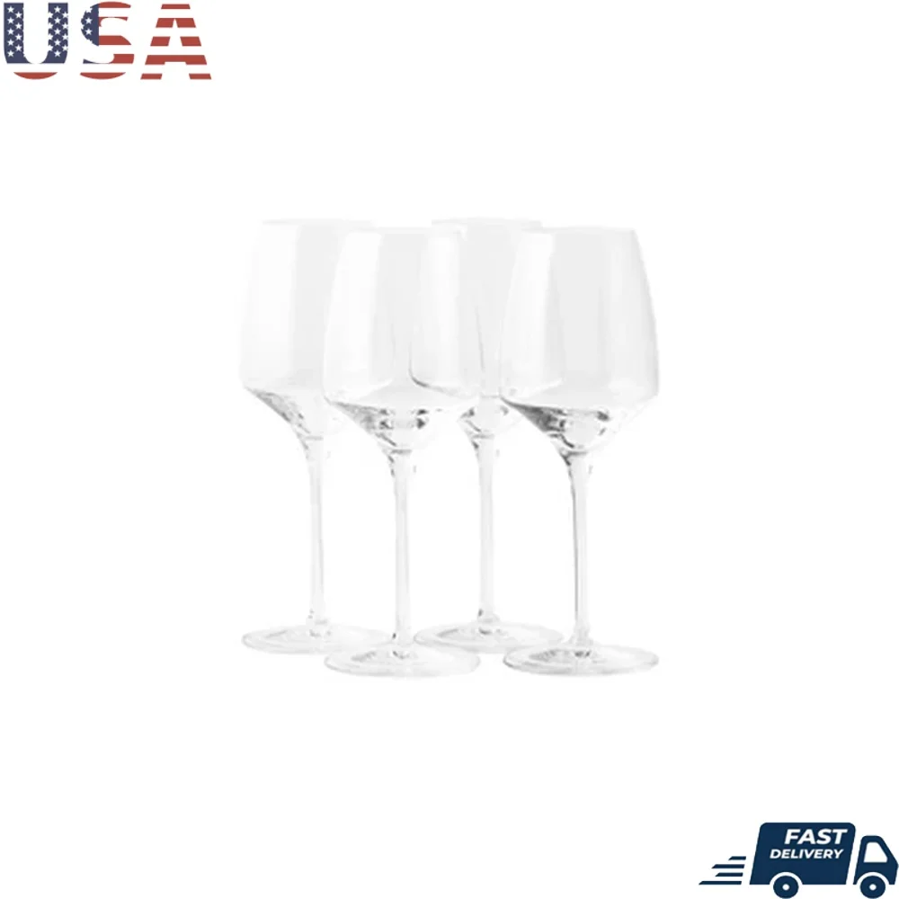 

Set of 4 Lead-Free Crystal White Wine Glasses Elegant Pulled Stem Design Dishwasher Safe Ideal Oenophiles Fine Dining