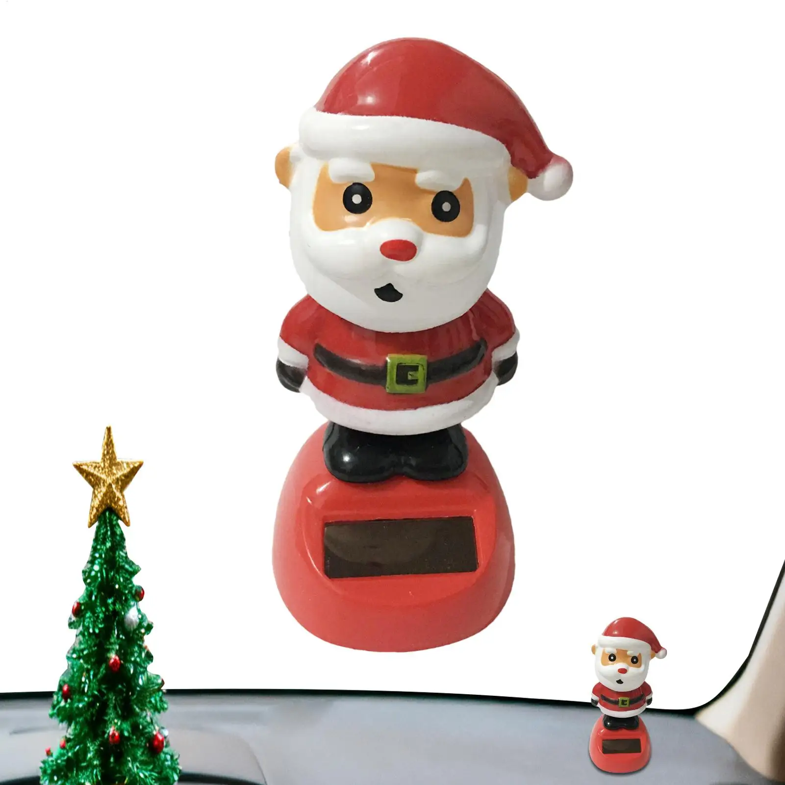 

Маленькая рождественская фигурка на солнечной энергии, украшения для приборной панели, танцующий Санта-Клаус, автомобильный декор для домашнего офиса, вечерние полки