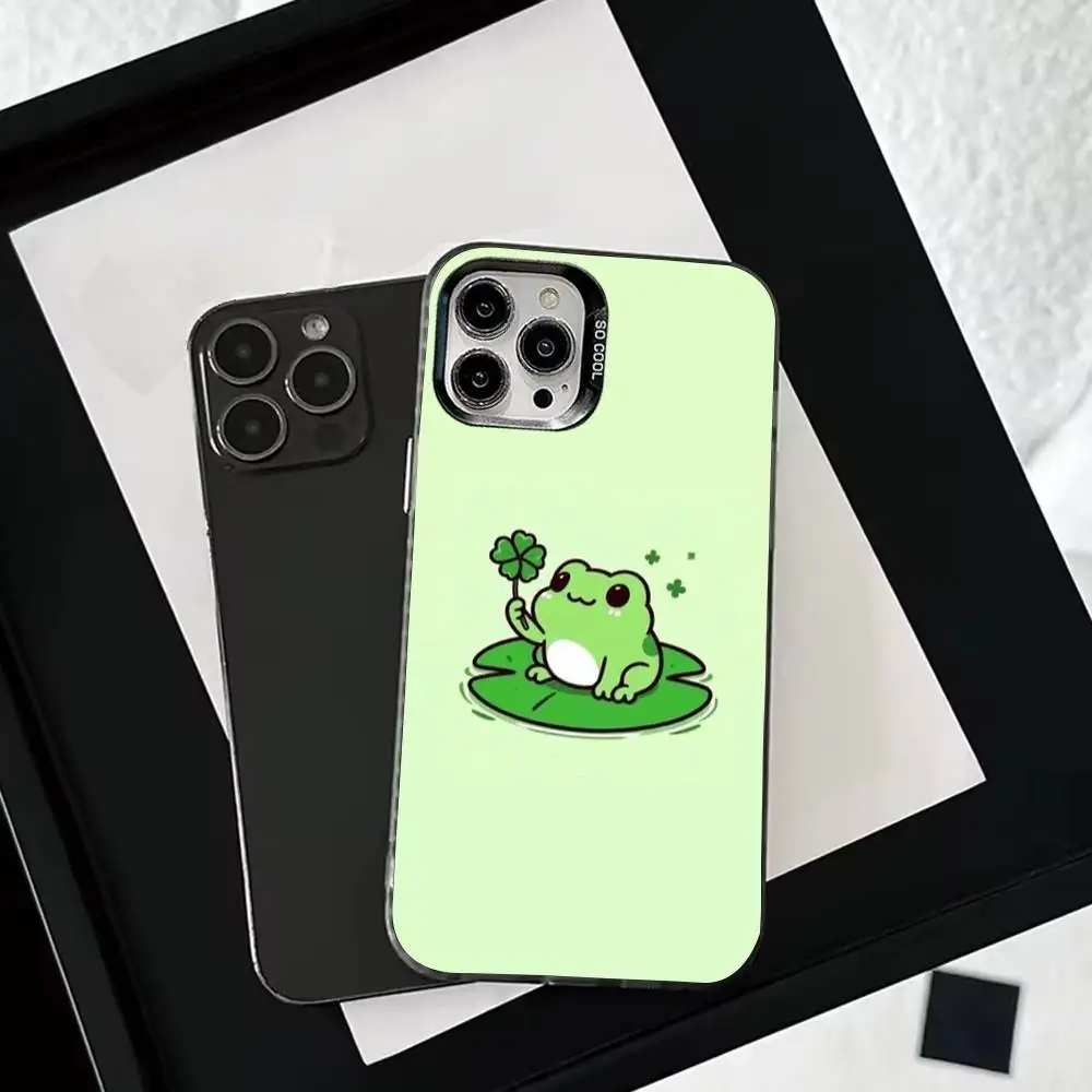 حافظة هاتف C-Cartoon F-Frog لهاتف iPhone 16,15,14,13,12,11,Pro,Max,Plus, Mini,XS,SE مضادة للسقوط باللون الأسود غير اللامع #4