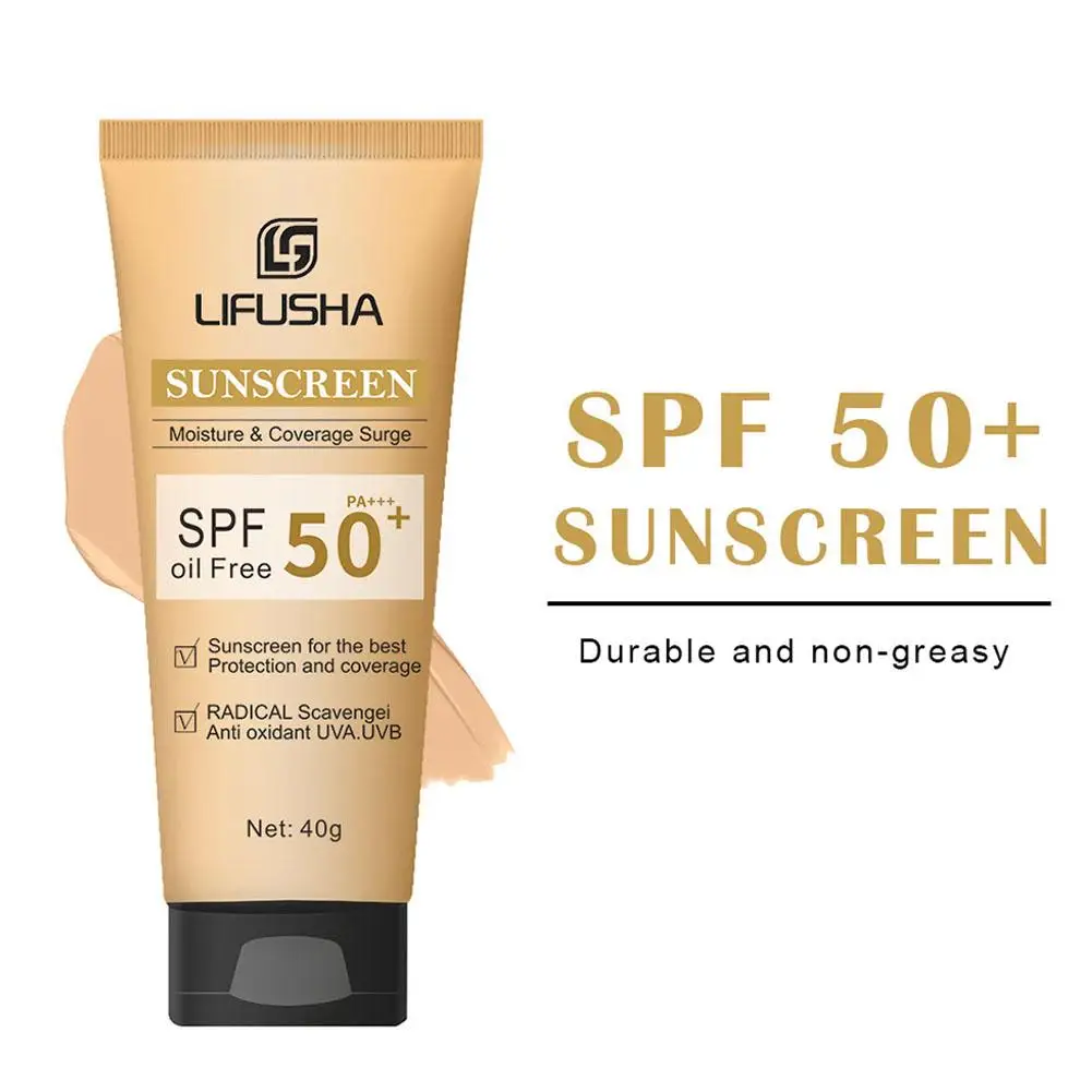 SPF 50 Oil Control Moisturizing Sunscreen Cream Sunblock Foundation for Face with Skin Protection and Oil Control 40g P3I4