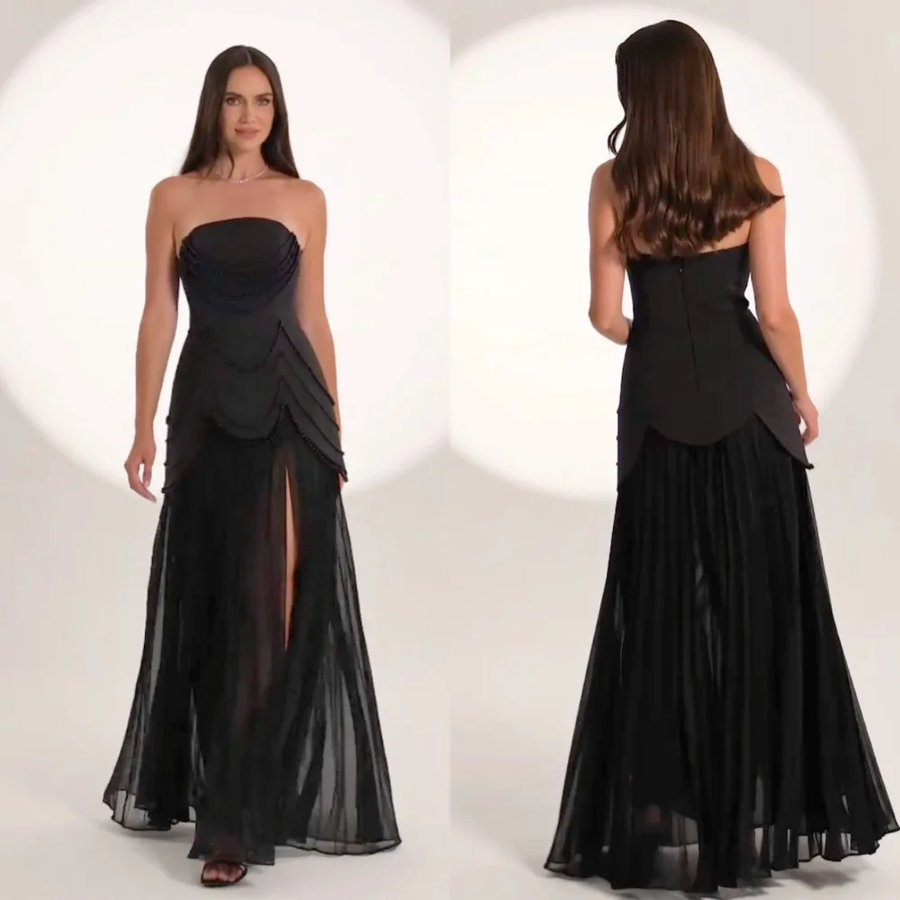 

Customized Jersey Beading Strapless A-line Long Dresses Bespoke Occasion Elegant Prom Party Gown High Quality