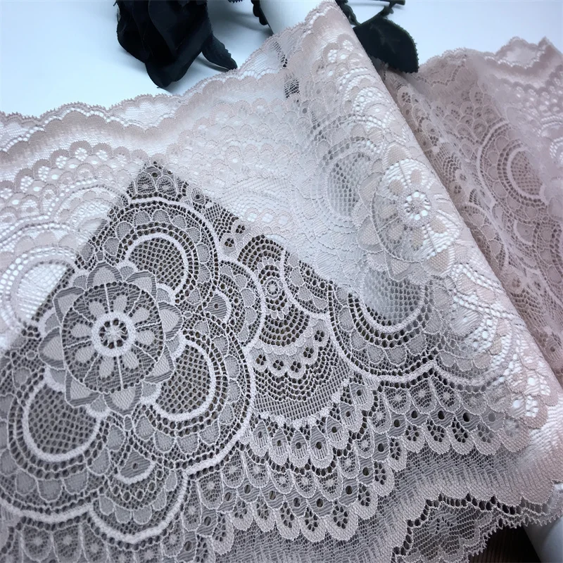 Quality Stretch Lace Sewing Accessories Two Tone Elastic Lace Trim Nylon-Spandex Lace Fabrics For Clothing Crafts