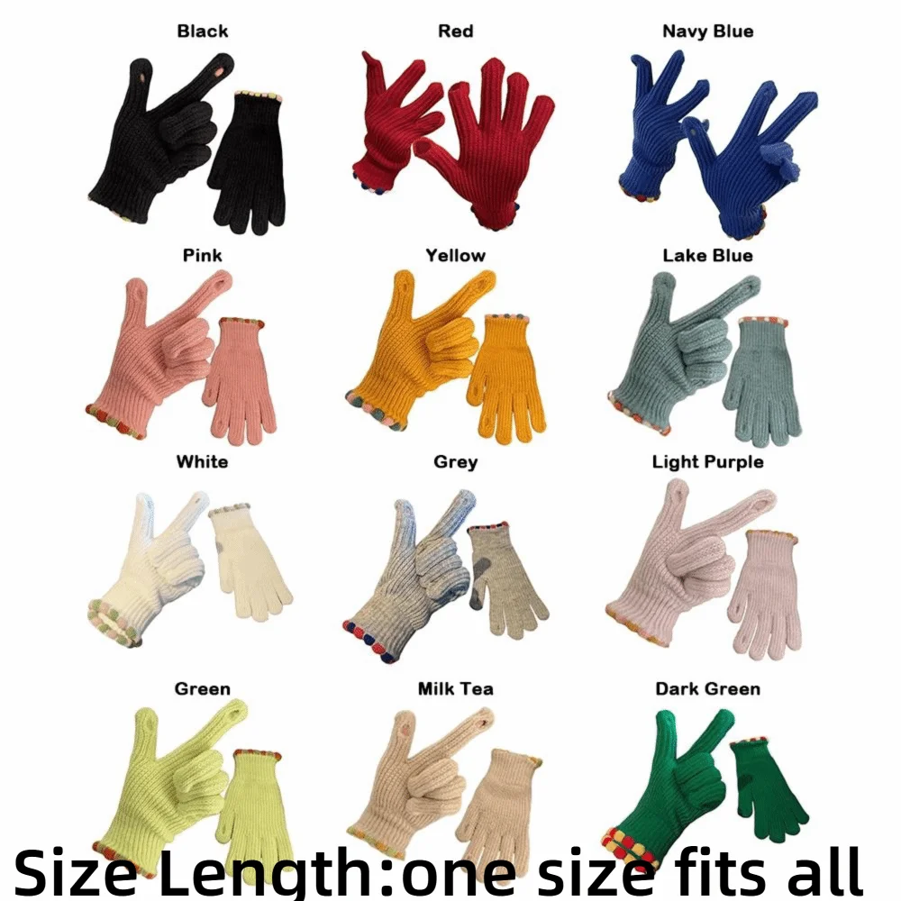 Guantes de punto con forro polar para estudiantes, guantes de ciclismo gruesos a prueba de viento, guantes de invierno sin dedos de Color sólido para ciclismo