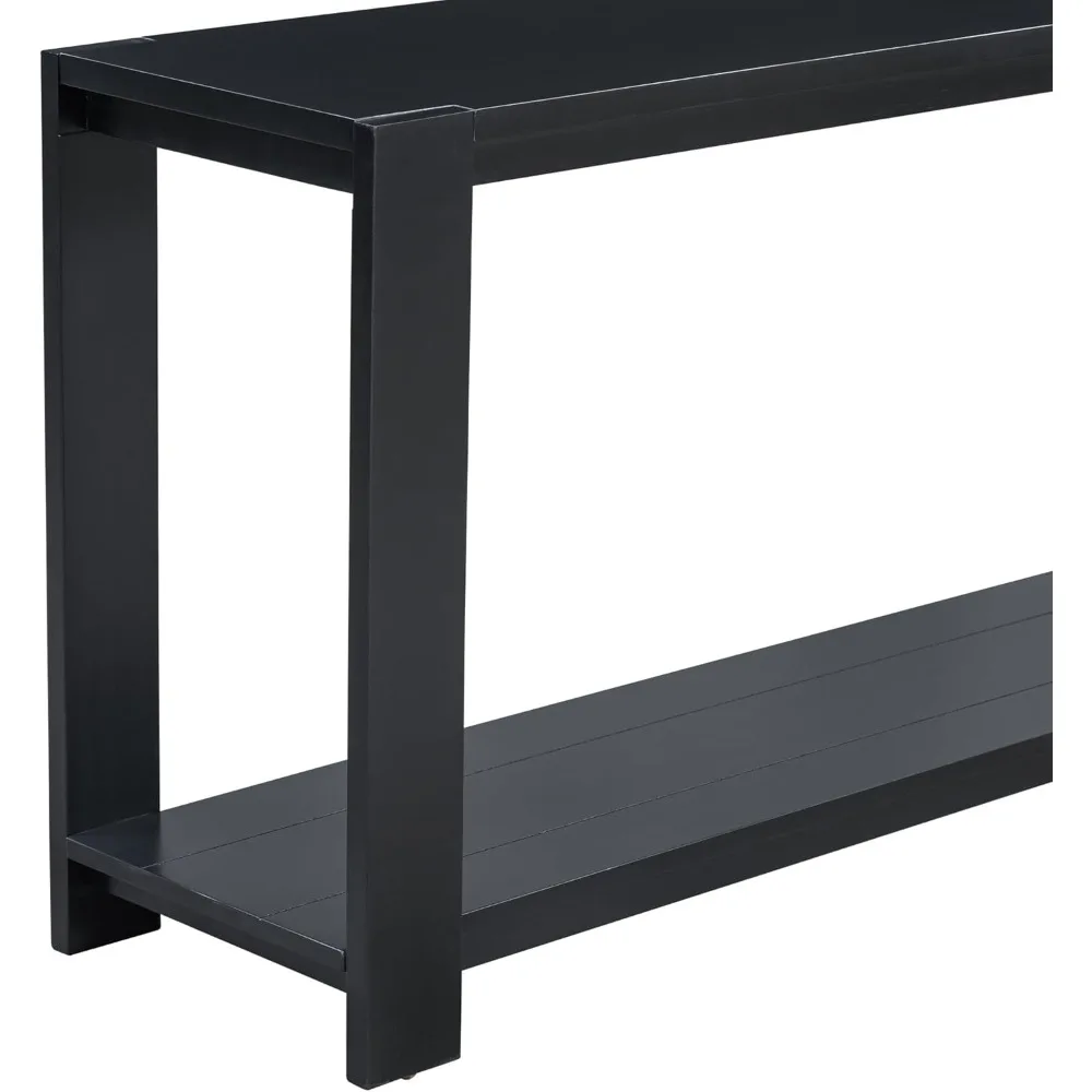 طاولة وحدة تحكم معاصرة للمدخل مقاس 59.8 بوصة مع رف تخزين لغرفة المعيشة والممر باللون الأسود