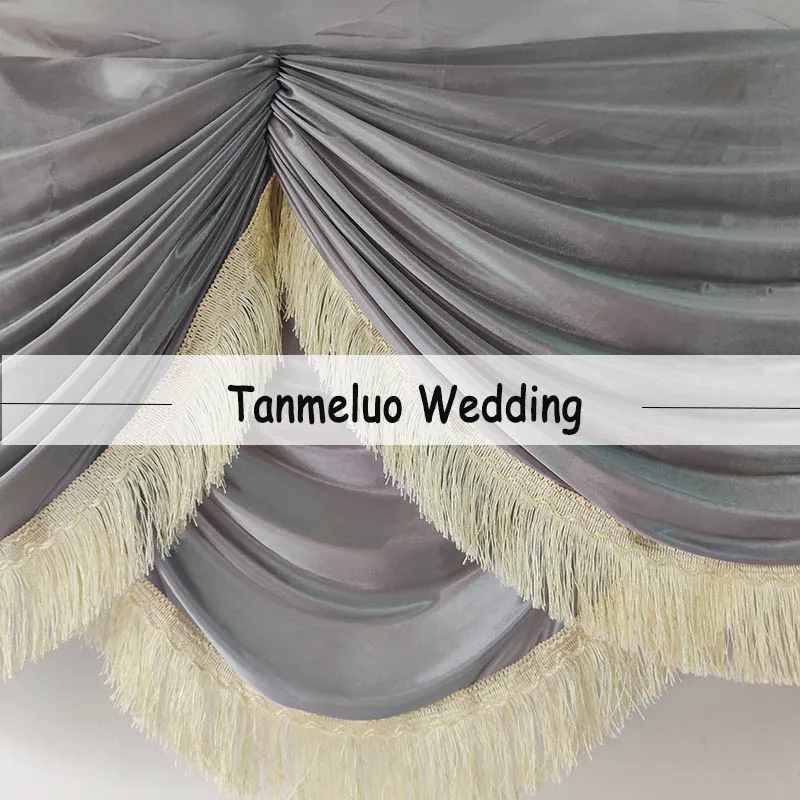 3/6M Long Tassel Swag Drapery For Wedding Backdrop Stage Background Banquet Hotel Event Decoration Double Layer Drapery Valance