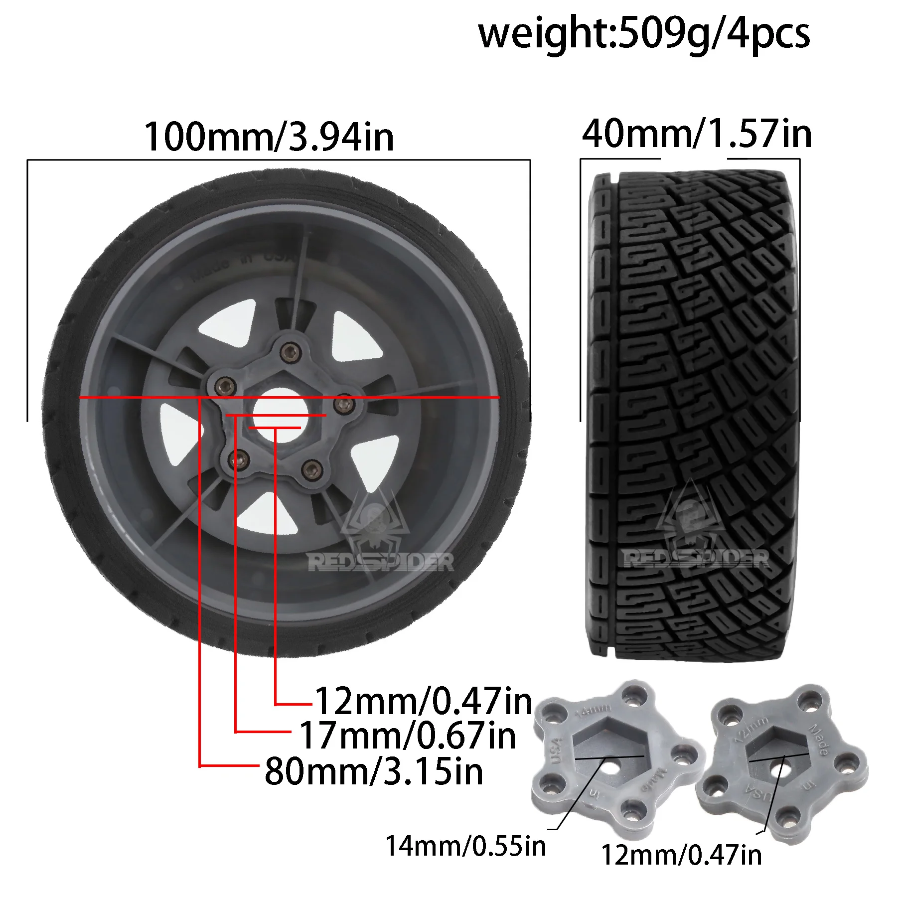 4pcs 1/6 1/7 1/8 RC Rally Off-Road Buggy Tires Wheel Hex for 1/6KM Thor 1/7KKPIT Rally Redcat Team Losi Kyosho HPI RC Car