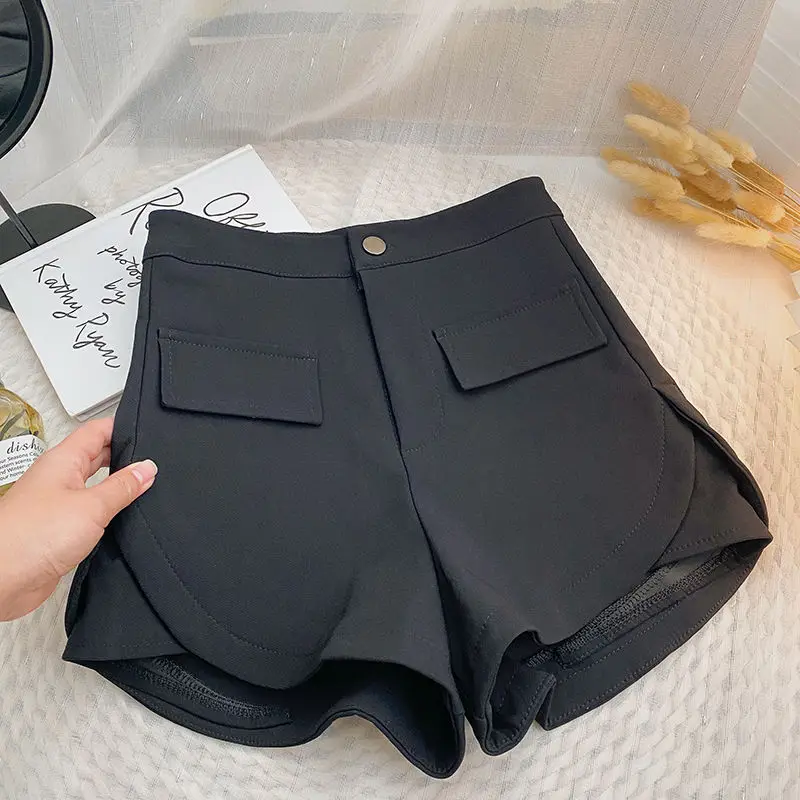 

Korean Office Pants for Female Shorts Fashion Double Button High Waist Women's Pants 2024 Summer Short Casual Clothing F106