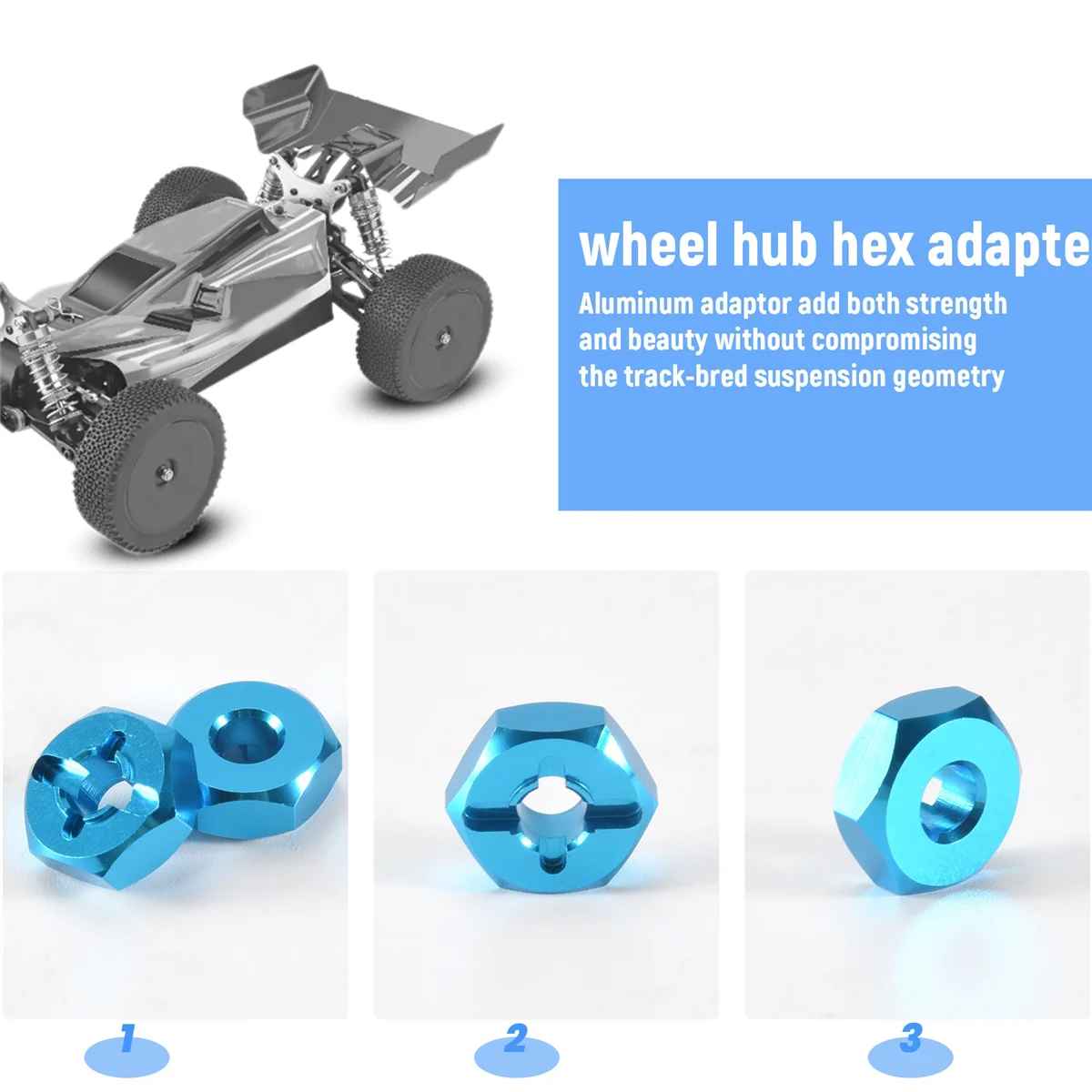Aluminum Alloy 12mm Combiner Wheel Hub Hex Adapter Upgrades for Wltoys 144001 1/14 RC Car Spare Parts,Blue