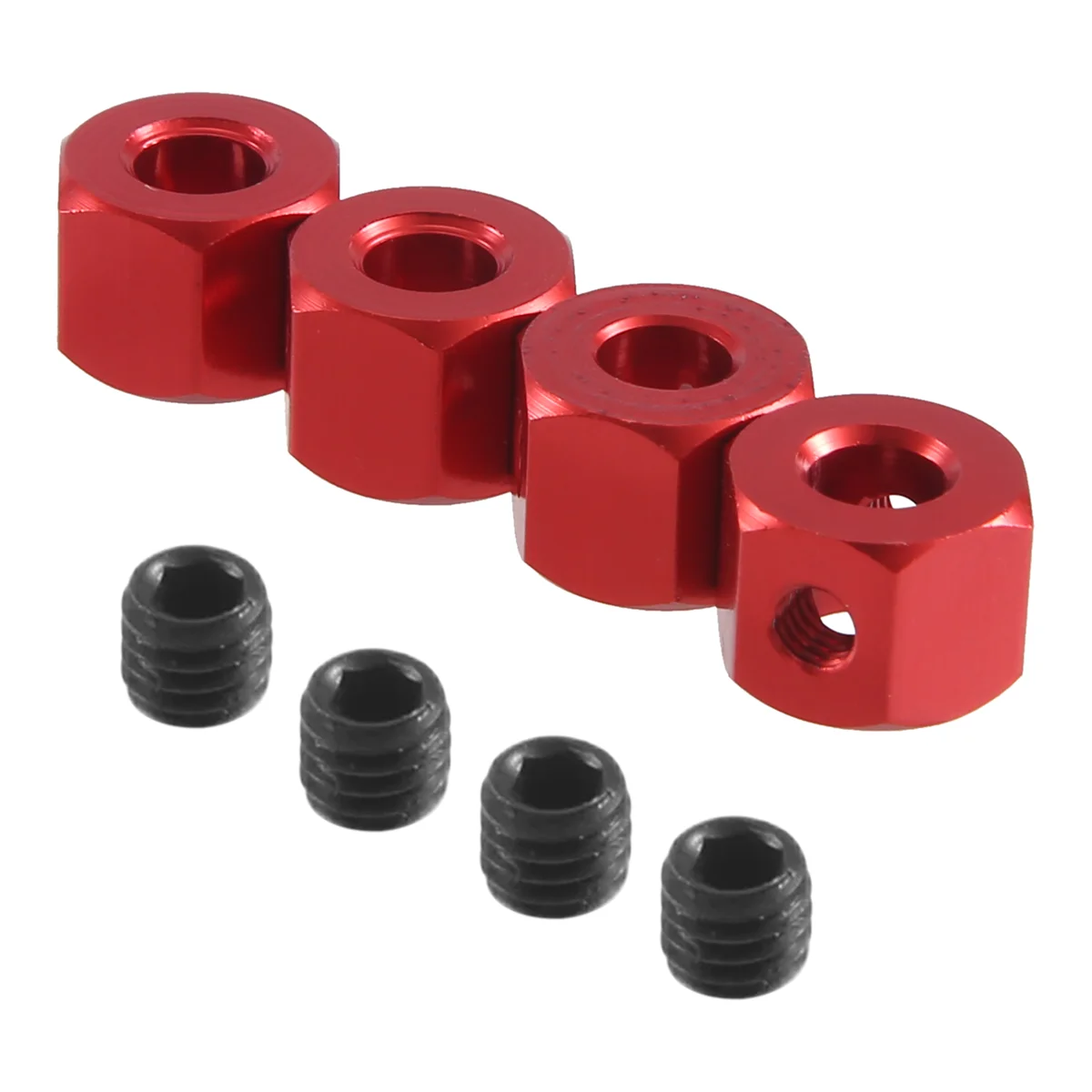 4PCS 5mm to 12mm Metal Combiner Wheel Hub Hex Adapter for WPL D12 C14 C24 B14 B16 MN D90 D91 RC Car Upgrade Parts,Red