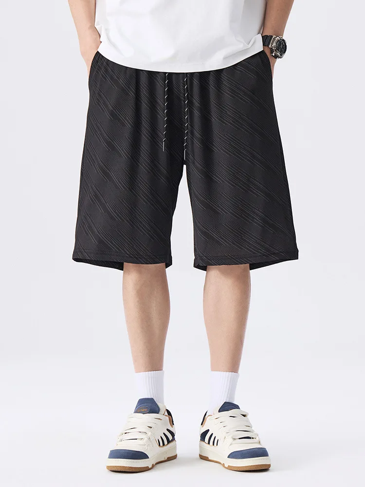 

2026 New Summer plus Size Five-Quarter Elastic Ice Silk Qui Dry Casual Spor orts Loose Fit Elastic Waist Polyester Fiber
