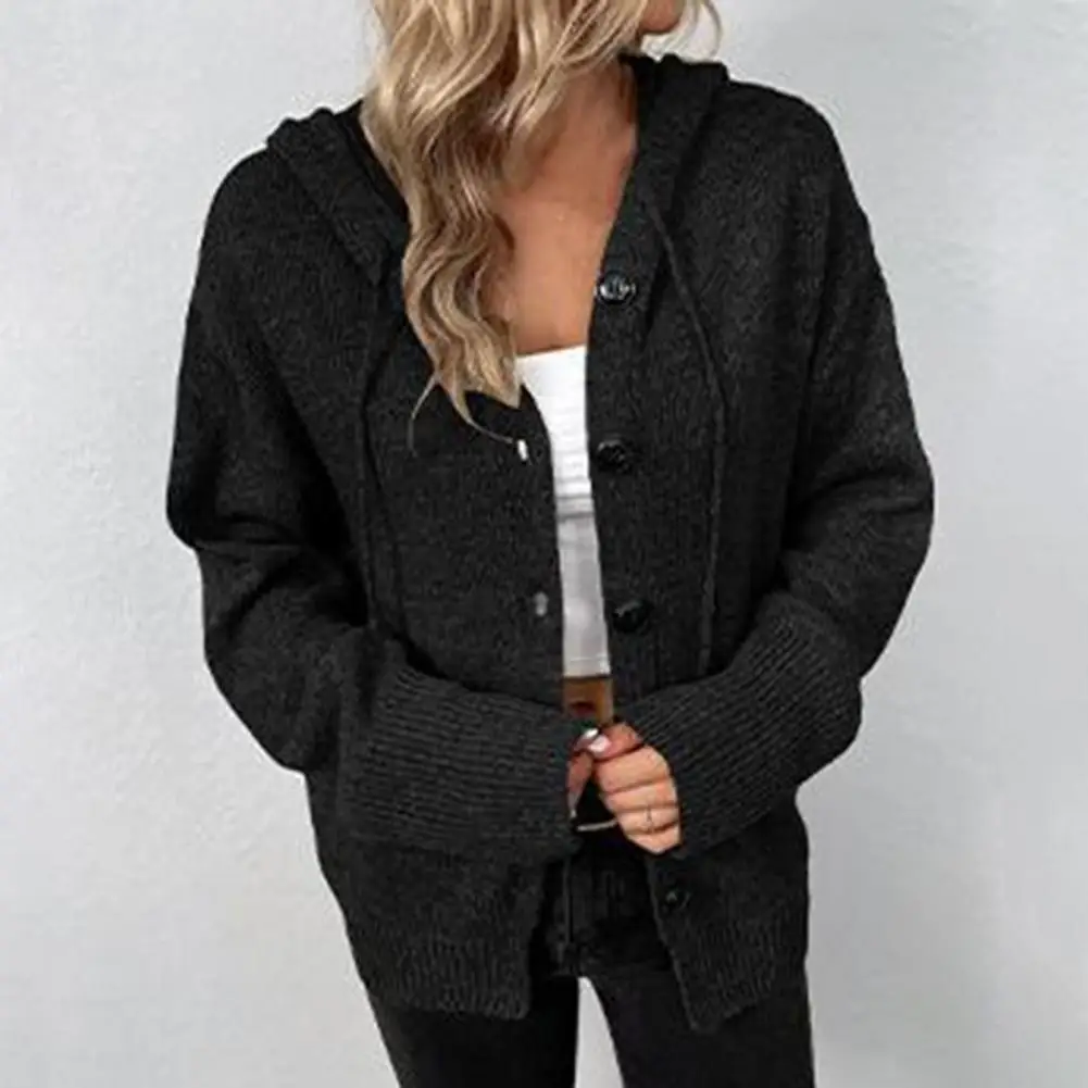 Women Long Sleeve Top Soft Knitted Women's Hooded Cardigan Cozy Stylish Sweater Coat for Fall Spring Long-sleeved Coats