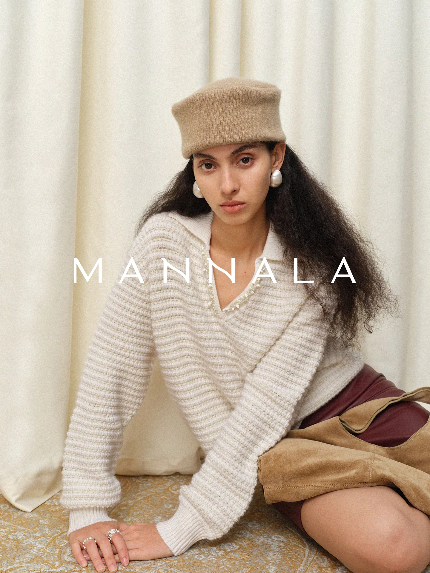 

Вязаный свитер Mannala ручной работы из смесовой шерсти кашемира, с длинными рукавами, стандартный крой, зима 2025, женская мода