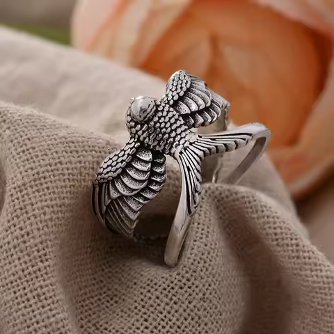 Best Sell Trendy Swallow Design Retro Thai Silver Female Finger Ring Original Jewelry For Women Birthday Gifts No Fade