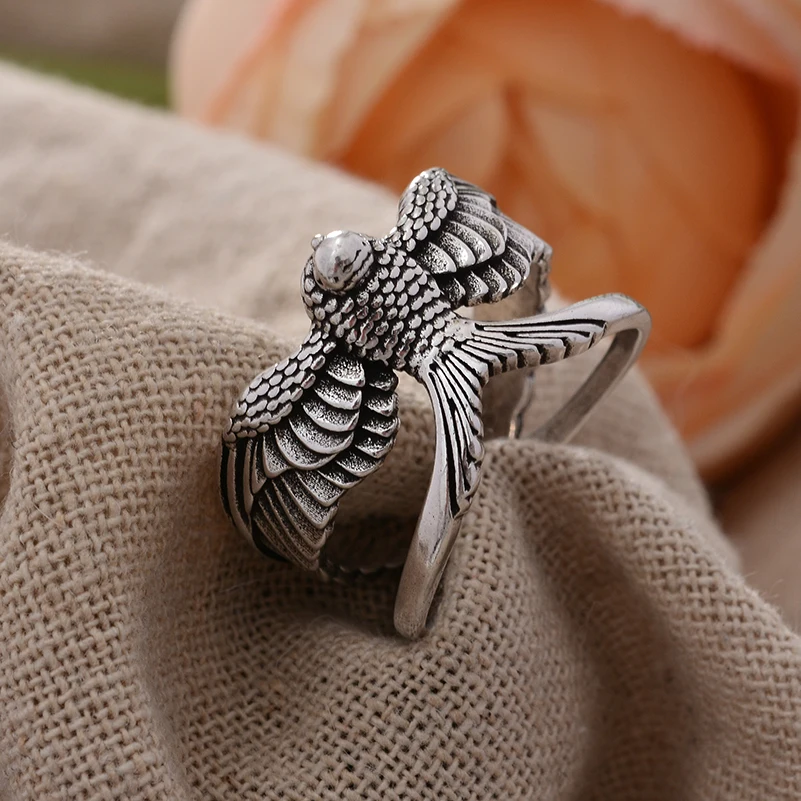 유행 제비 디자인 레트로 태국 실버 여성 손가락 반지, 여성 생일 선물, 바래지 않는 오리지널 쥬얼리, 베스트 셀러 