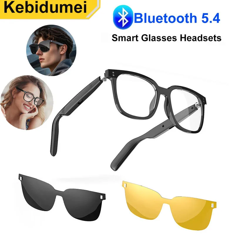 

Bluetooth 5.4 Smart Glasses Built-in Microphone Voice Touch Assistant Music Eyewear Waterproof Calls Eyeglass Anti-UV Sunglasses