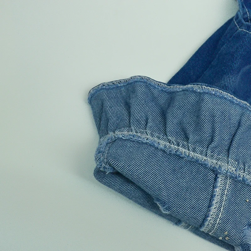 Elegant Baby Child Denim Vest With Pearl for Girls Casual Sleeveless Jeans Jacket New Autumn Waistcoat Kids Clothing Age 2-9 Y