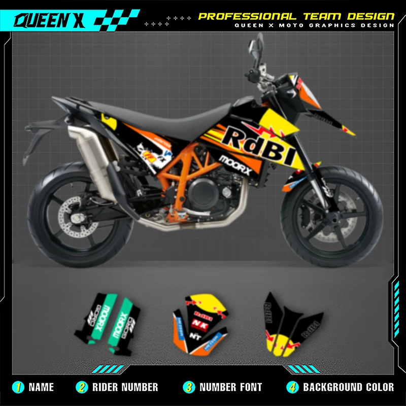 

Queen X MOTOR Motorcycle For KTM SMR690 R 2007 2008 2009 2010 2011 690SMR 690CC Graphics Background Decals Stickers Kit 007