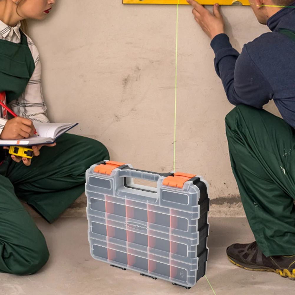 Doppelseitiger Werkzeugkasten, Aufbewahrungskoffer für kleine Teile, Kunststoff-Hardware-Werkzeug-Arrangement-Box, multifunktional, für Schrauben, Muttern, kleine Teile