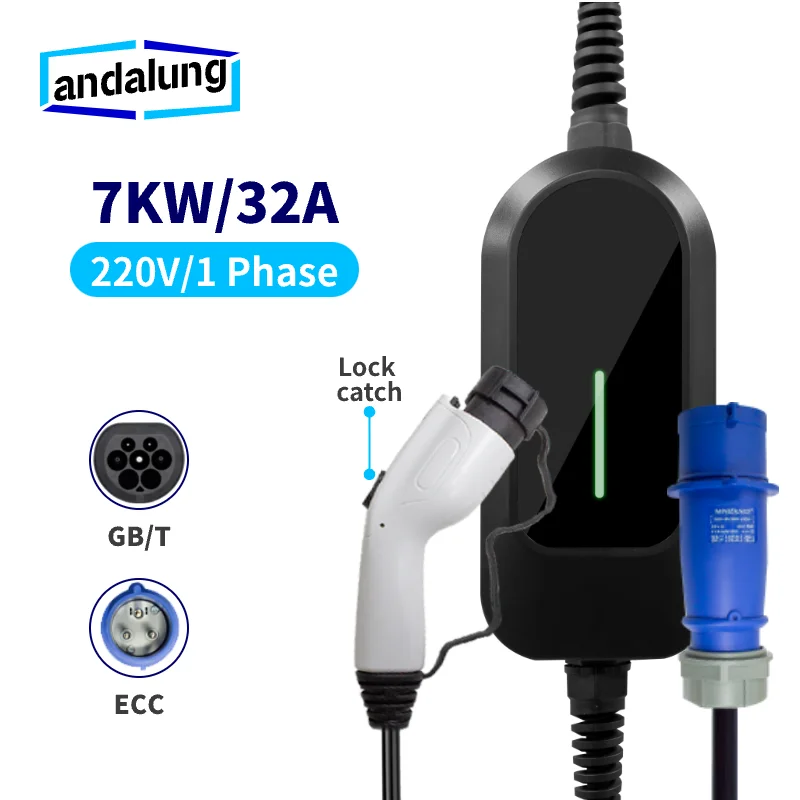 Andalung Portable EV Charger 7KW 32A  EVSE Charging  Type2 1p  for Electric Car GBT Charger