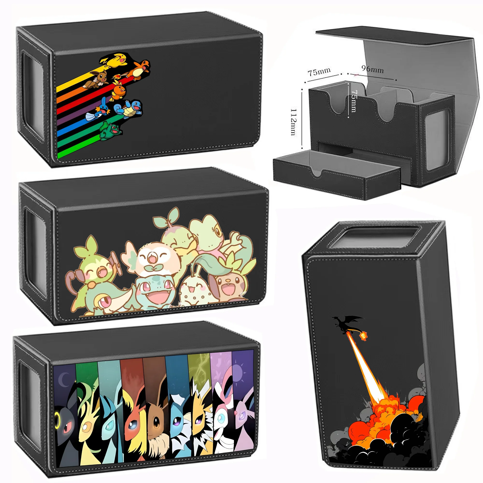 

Коробка для колоды карт 2 Commander Display Двухъядерная коробка Charizard Venusaur для 140+ карточек с одним рукавом Подходит для волшебных карт TCG CCG