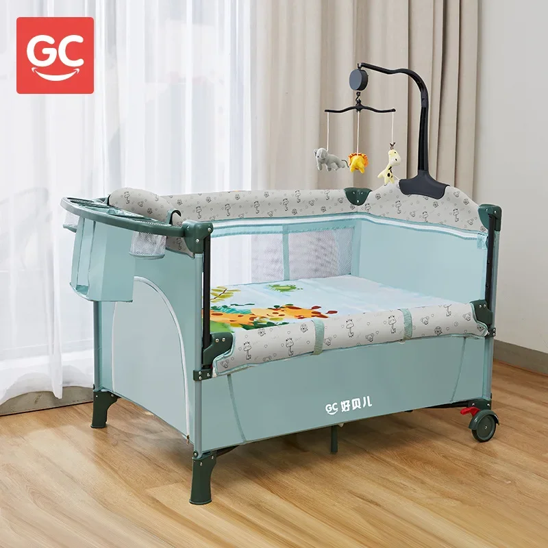 

Portable folding crib splicing queen bed side crib lift crib