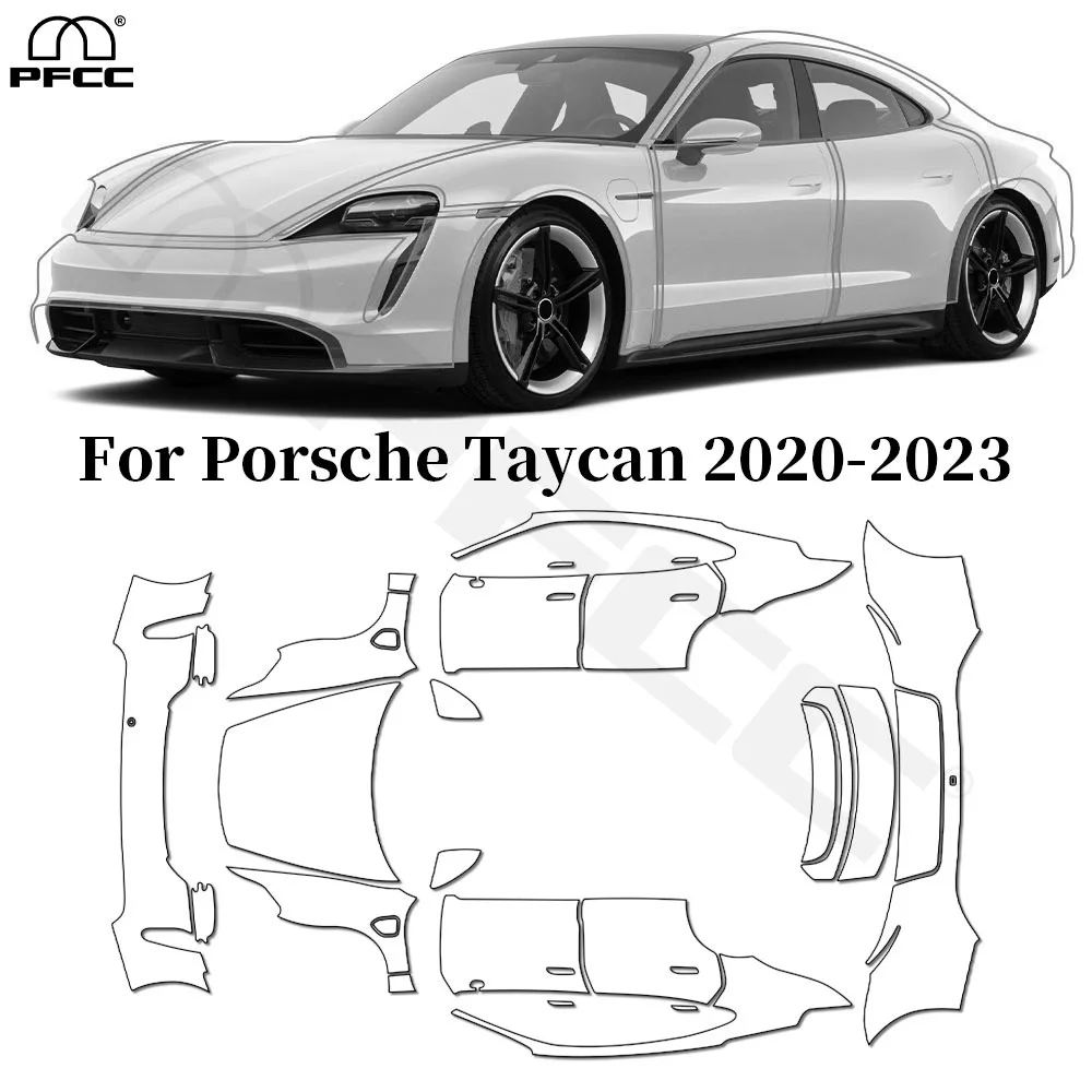 

Для Porsche Taycan 2020-2023 защитная пленка из ТПУ для краски, защита от царапин, предварительно вырезанная PPF кузов автомобиля, прозрачный бюстгальтер, устойчивый самоклеящийся чехол